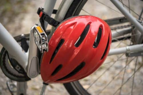 bike helmet attached to bike