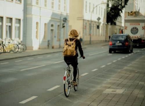 person biking in the city