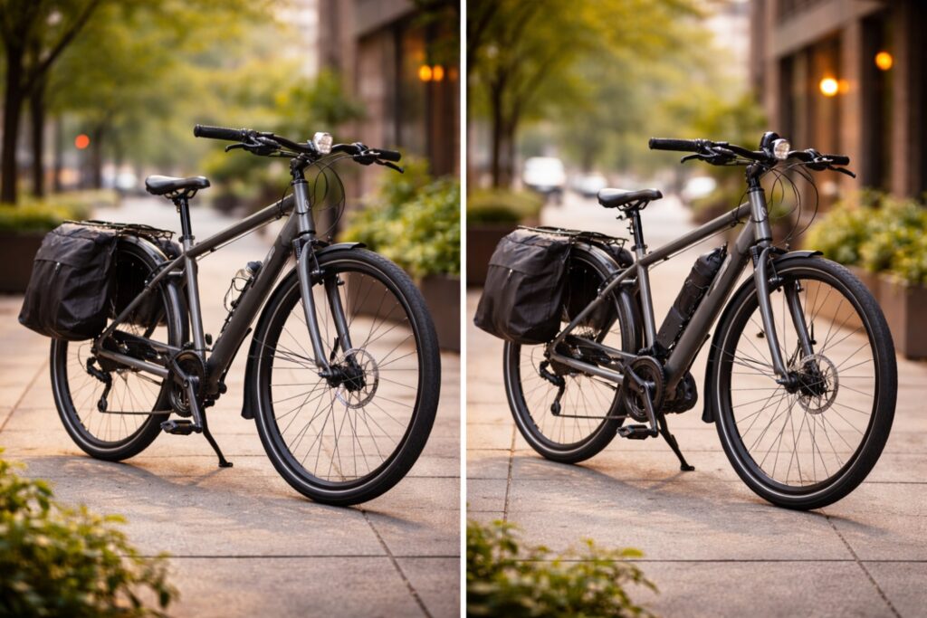 What is a commuter bike comparison showing traditional commuter bike and electric commuter bike