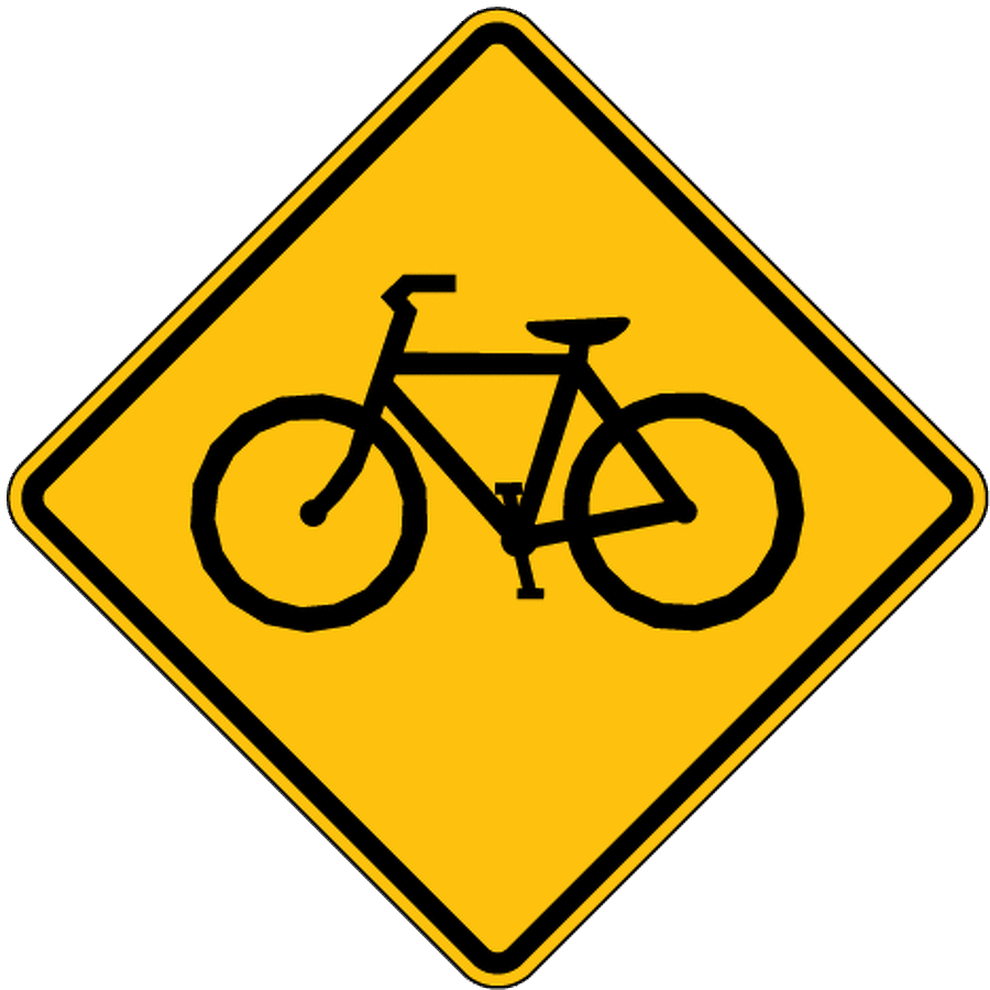 Bicycle crossing signs mark high-conflict intersections. Right-hook crashes and driver blind spots make these locations some of the most dangerous on any bike route.