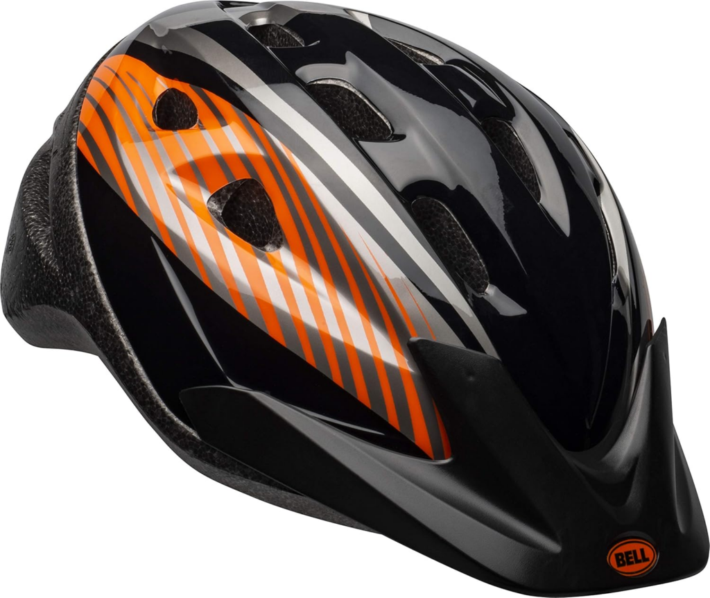 Best kids bike helmets youth bike helmet with black shell, orange stripe graphics, aerodynamic vents, and lightweight design for older kids